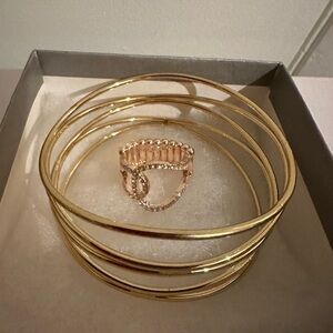 NWOT: Spiral Gold Bracelet & ring